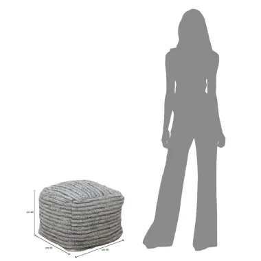 PUFF PERU' Kwadratowy 50 50 40 cm (35% Wełna / 35% Juta / 30% Bawełna)